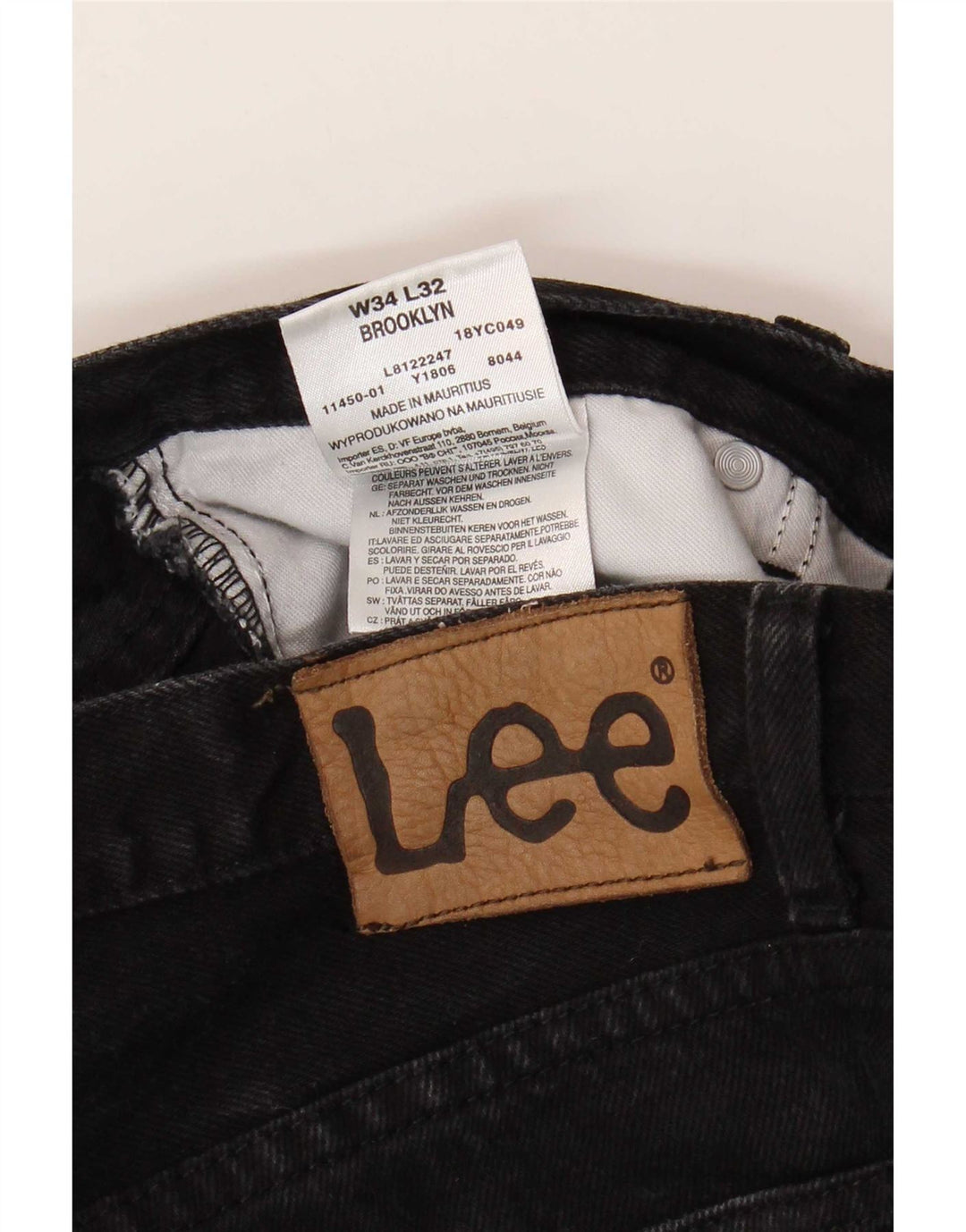 Lee Vaqueros Rectos Brooklyn para Hombre W34 L32 Algodón Negro