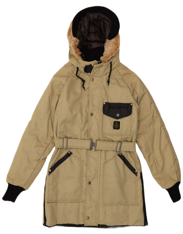 Refrigiwear Parka con capucha para mujer UK 46 Large Beige Colorblock