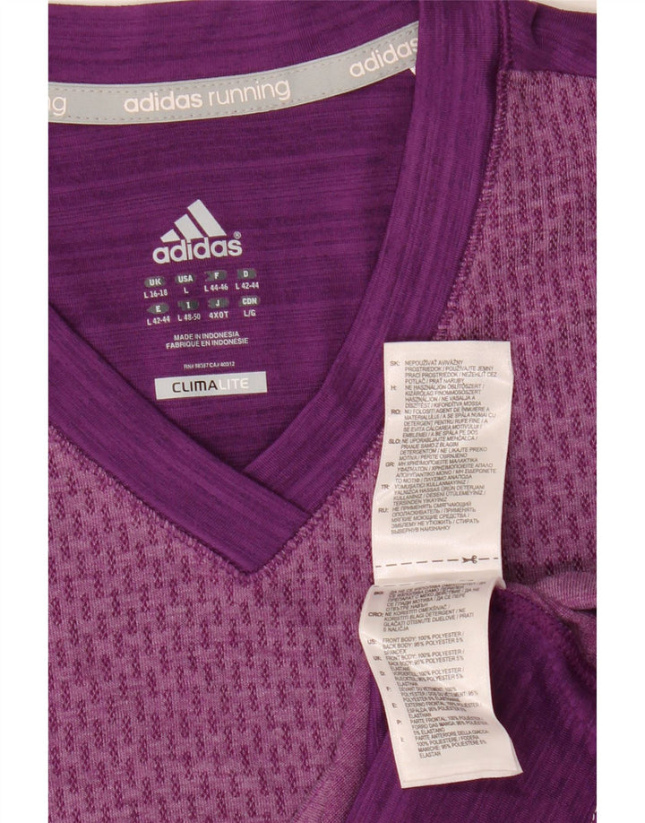 ADIDAS Camiseta Climalite para mujer Reino Unido 14 Grande Púrpura Colorblock