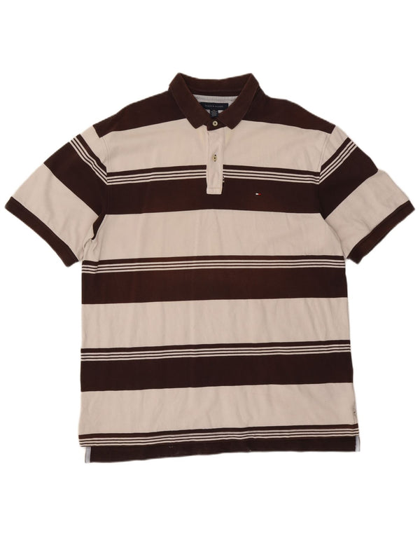 Tommy Hilfiger Polo de rugby para hombre 2XL Algodón a rayas marrón