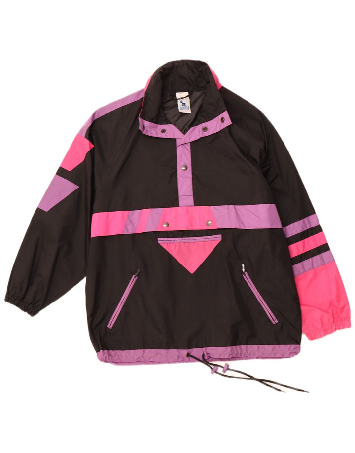 RODEO Chaqueta anorak con capucha para hombre UK 36 Small Black Colourblock Nylon