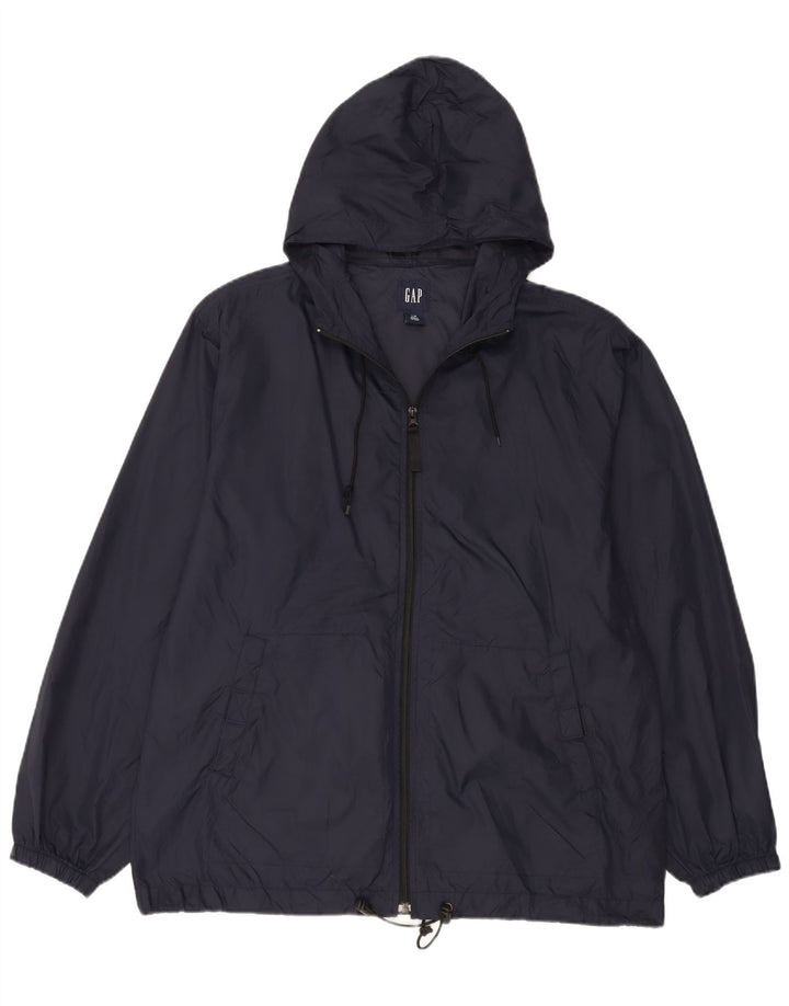 Gap Chaqueta impermeable con capucha para hombre UK 40 Large Nylon azul marino