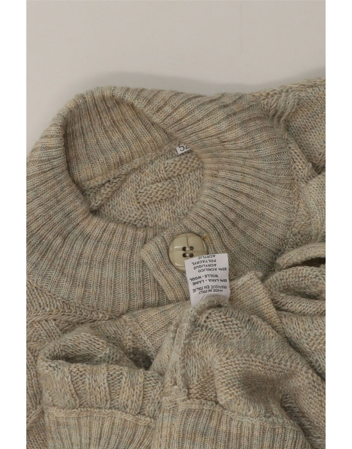 Vintage hombres Cardigan suéter IT 52 lana gris grande