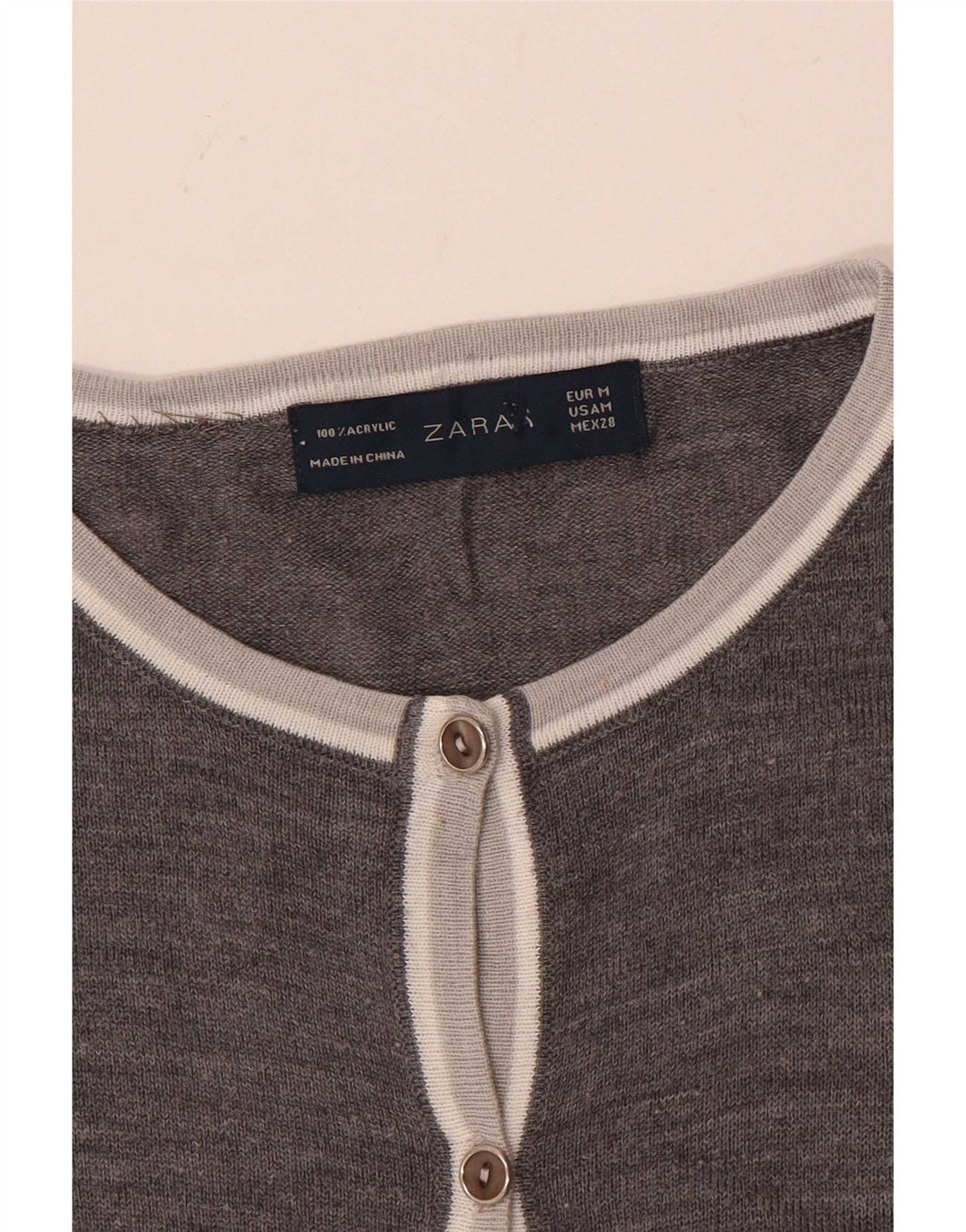Zara Mujer Cárdigan Suéter UK 44 Acrílico Gris Medio