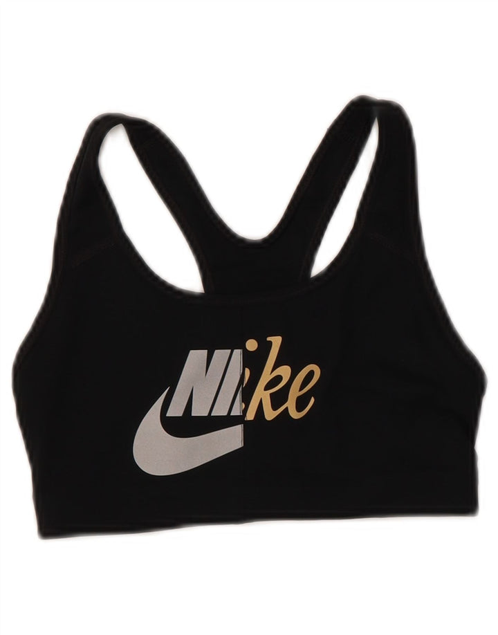 Nike Dri Fit Graphic Bra deportivo para mujer, talla pequeña, poliéster negro