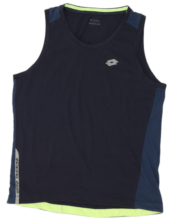Lotto Hombre Chaleco Top XL Azul Marino Colorblock Algodón