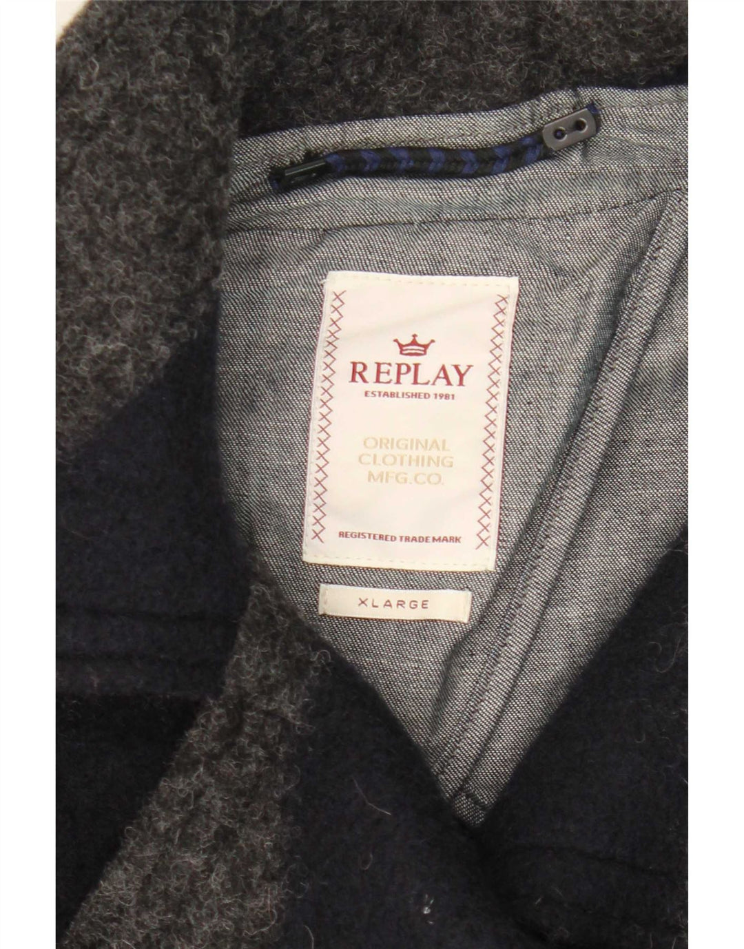 Replay Chaquetón para mujer UK 40 XL Lana gris a rayas