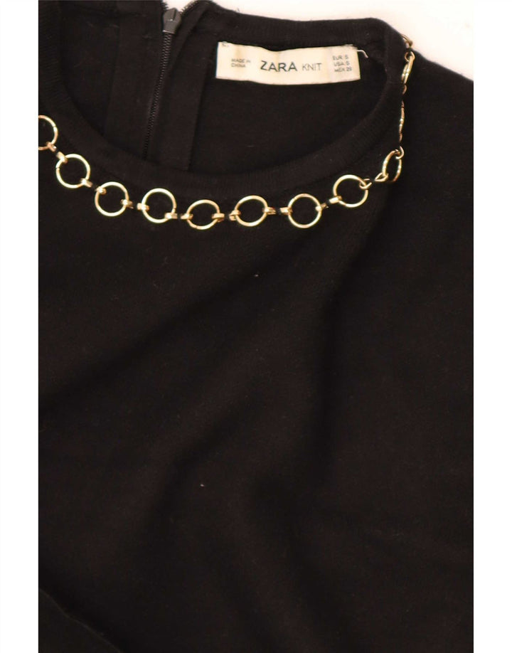 Zara Mujer Blusa Top UK 10 Small Negro