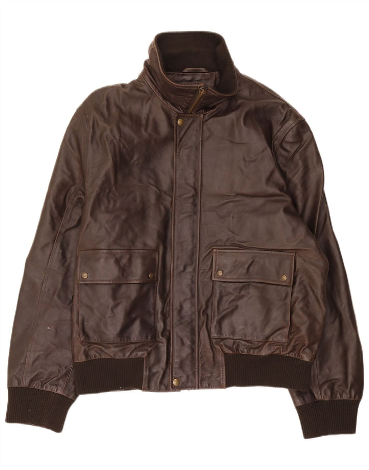 Dockers Chaqueta de cuero para hombre Reino Unido 40 Grande Marrón