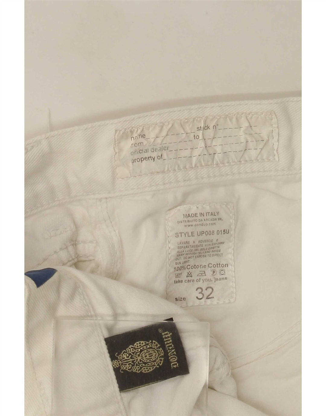 Vaqueros Dondup Mujer Rectos W32 L29 Blanco Algodón