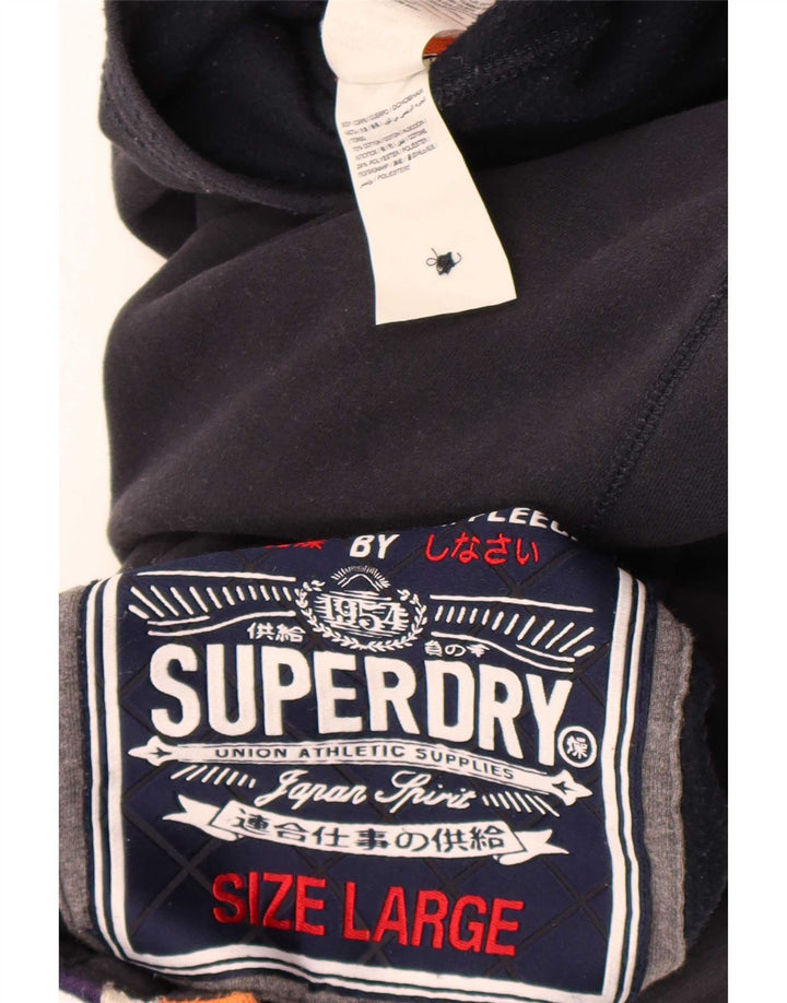 Superdry Sudadera Con Cuello Y Botones Gráficos Para Hombre Jersey De Algodón Negro Grande