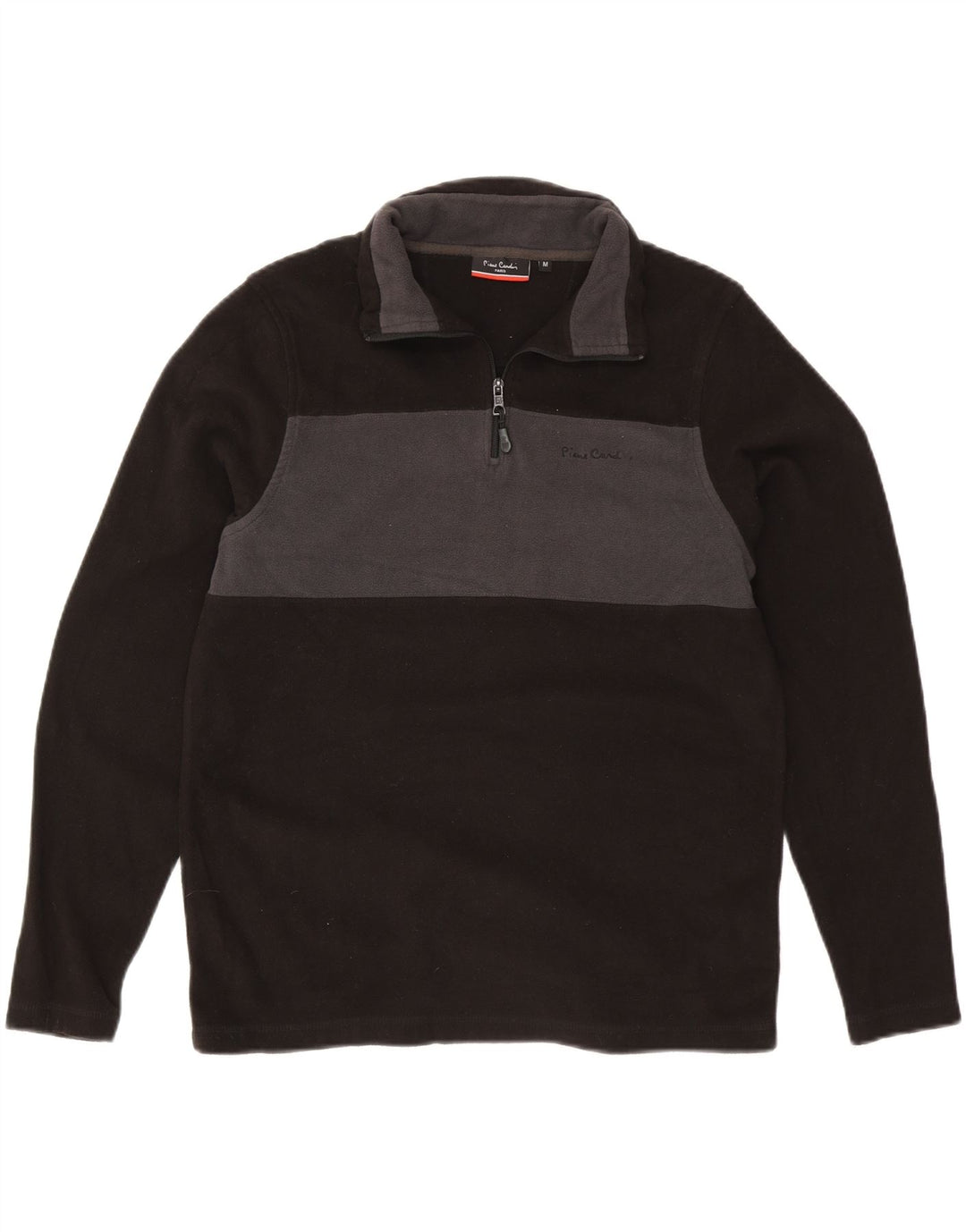 Pierre Cardin Hombre Jersey De Polar Con Cremallera Y Cuello En Bloque De Color Negro Mediano