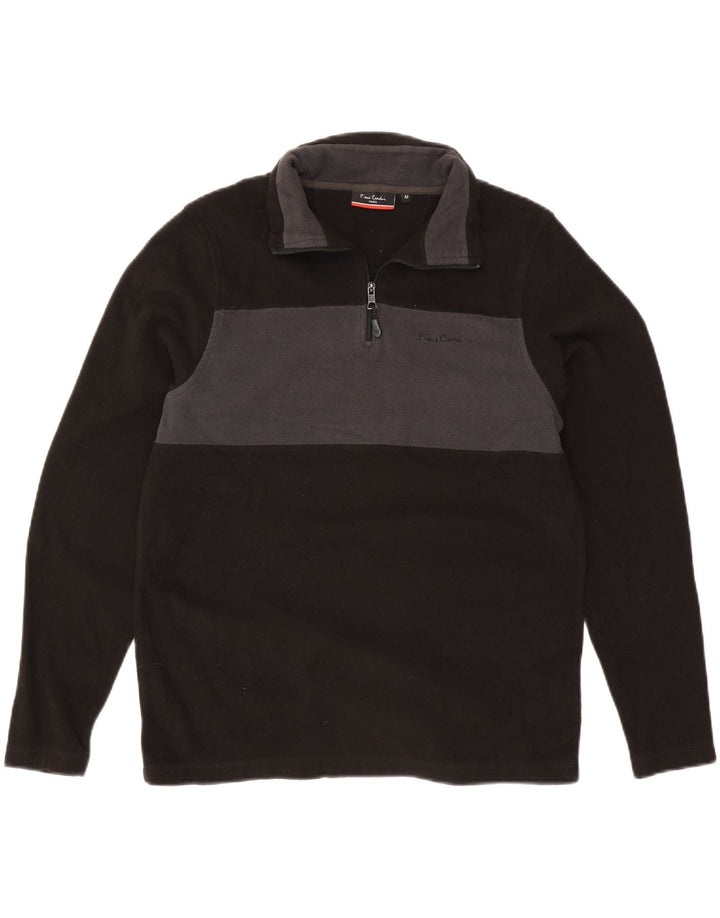 Pierre Cardin Hombre Jersey De Polar Con Cremallera Y Cuello En Bloque De Color Negro Mediano