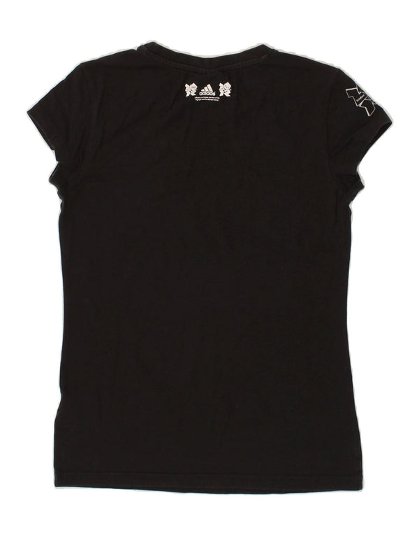 ADIDAS Camiseta gráfica para mujer Top UK 44 Mediano Algodón negro
