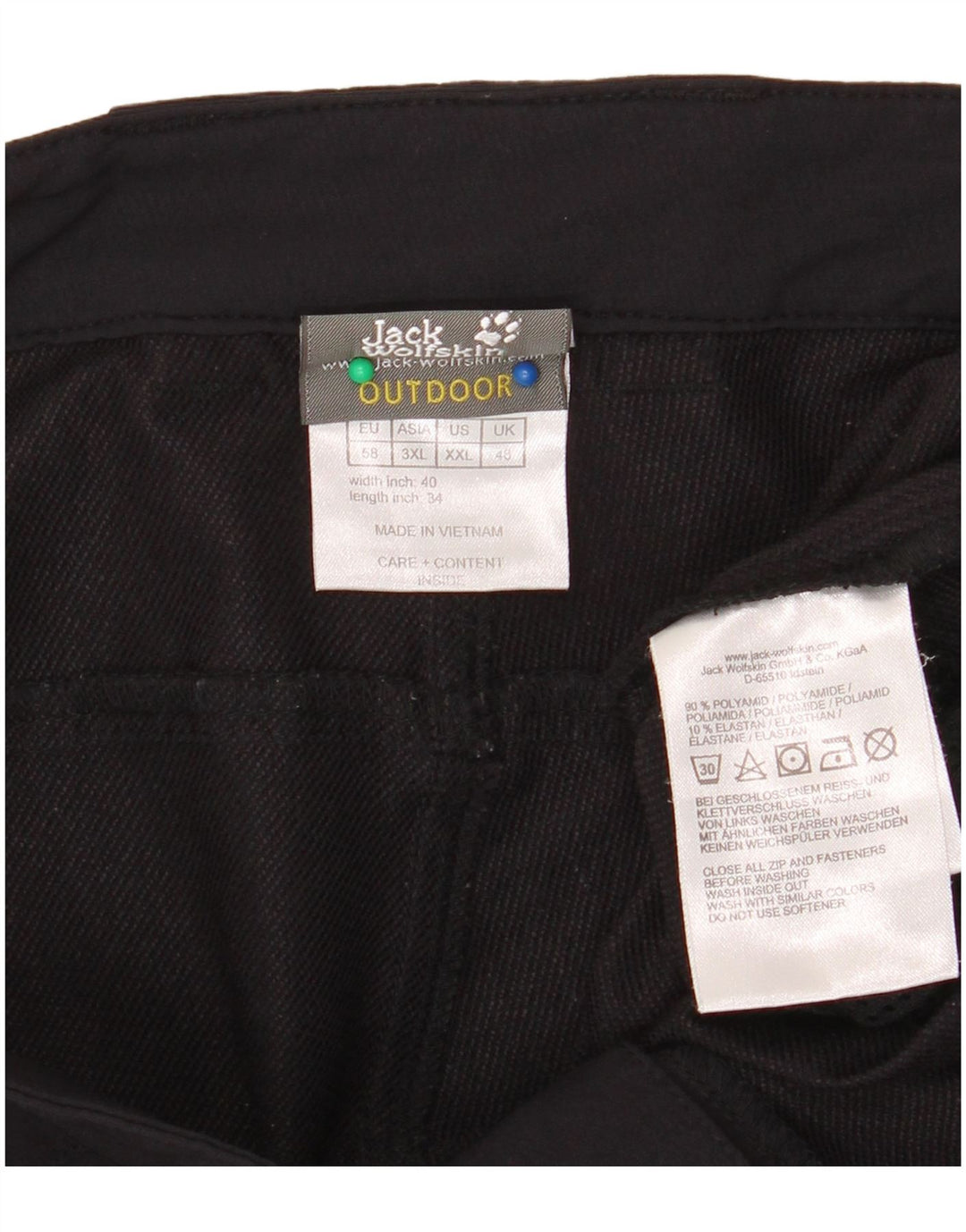 Jack Wolfskin Pantalones cargo para hombre UK 48 2XL W40 L34 Poliamida negra