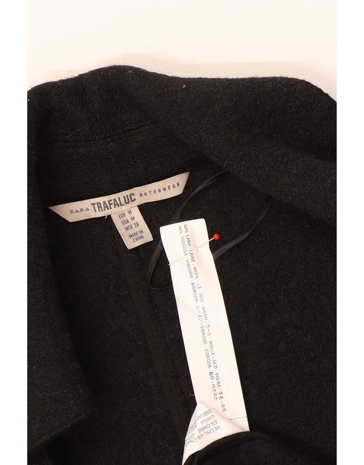 Zara Mujer Trafaluc Abrigo Abierto Sin Mangas UK 44 Mediano Lana Negra