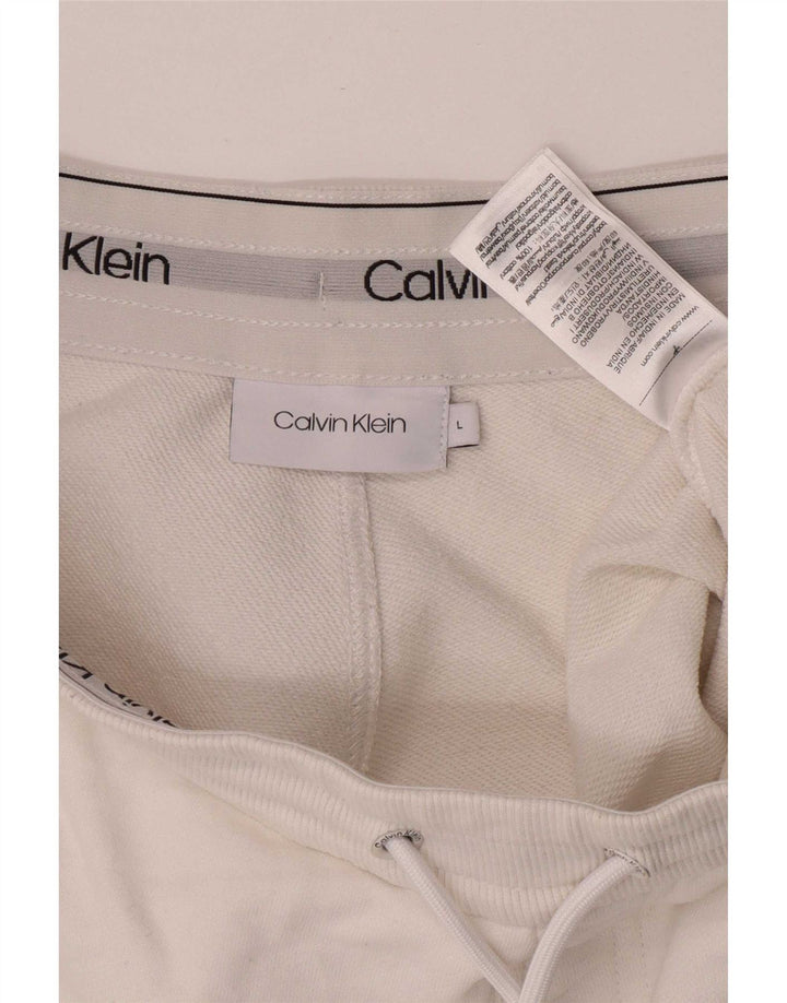 Calvin Klein Pantalones cortos deportivos para hombre de algodón blanco grande