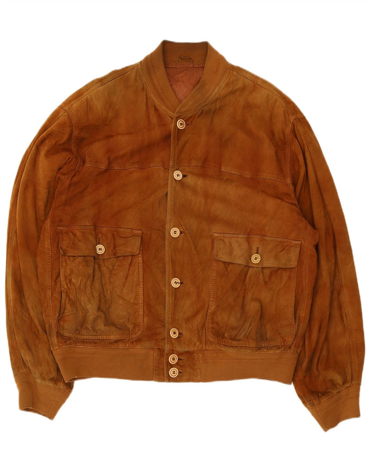 Forester Chaqueta bomber de ante para hombre UK 40 Large Beige Leather