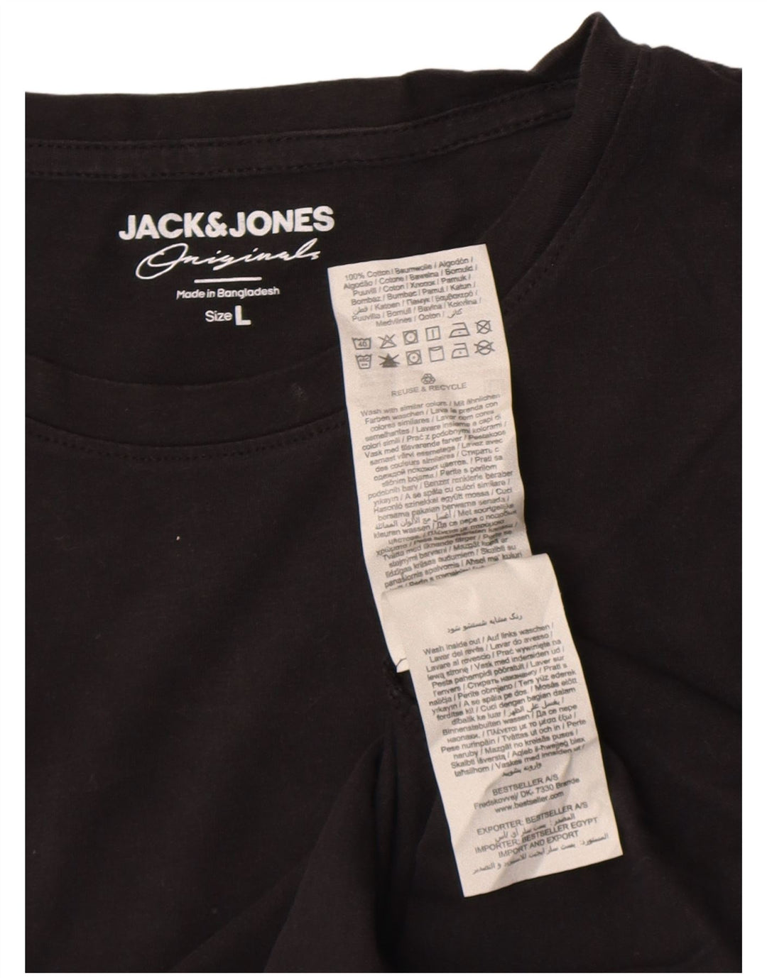 Jack & Jones - Camiseta para hombre, talla grande, color negro, algodón