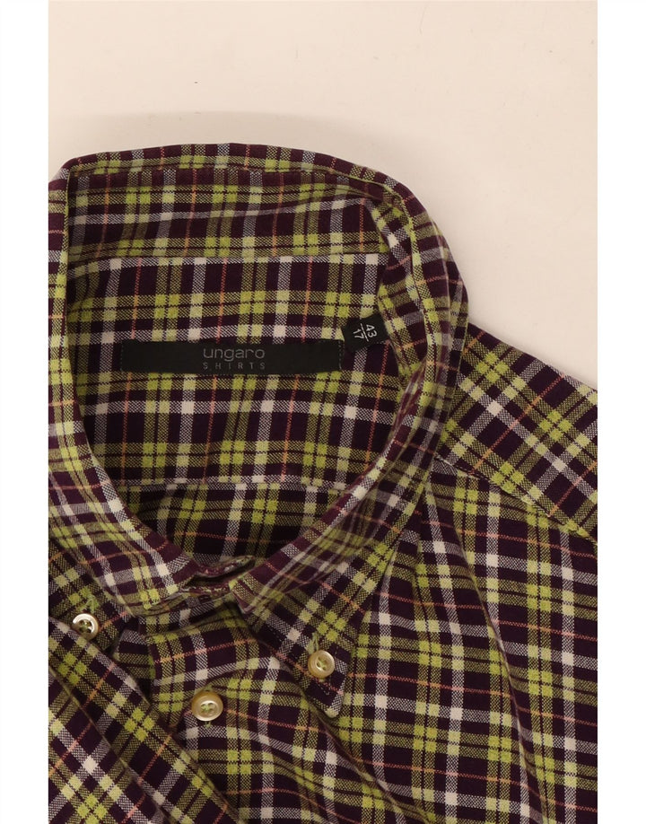 Camisa Hombre UNGARO Talla 43 17 XL Cuadros Morado