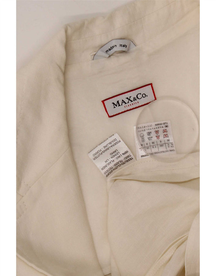 Max & Co. Chaqueta tipo blazer de 3 botones para mujer UK 8 Small White Linen