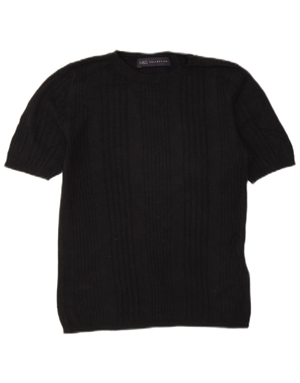 Marks & Spencer Suéter Corto con Cuello Barco para Mujer UK 8 Small Azul Marino