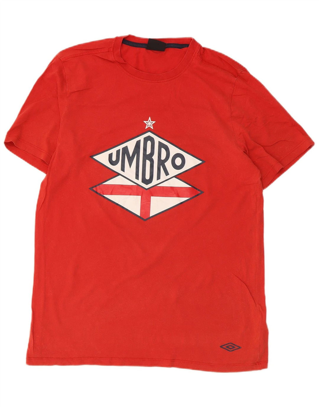 Umbro Hombre Camiseta Gráfica Top Medio Algodón Rojo