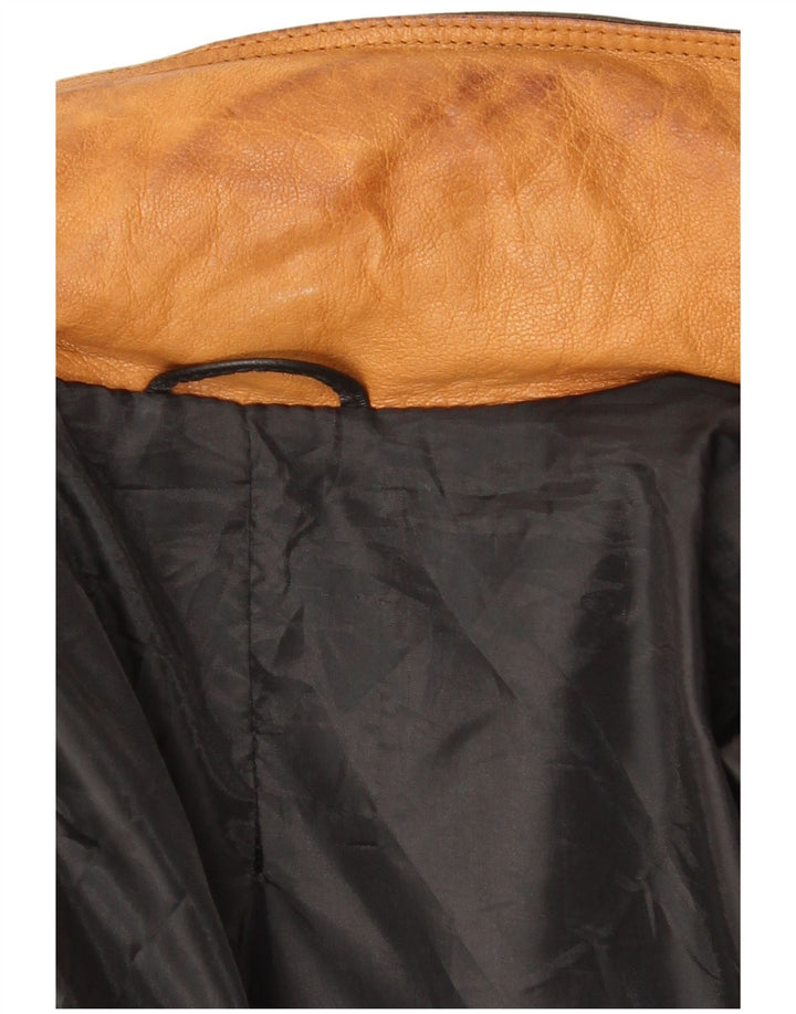 Vintage hombres chaqueta de cuero con capucha Reino Unido 40 cuero negro grande