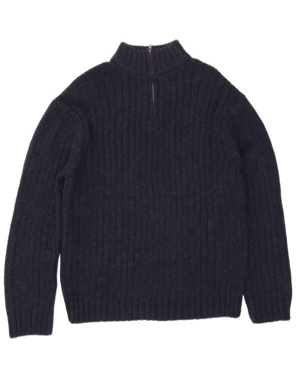 Marks & Spencer Jersey con cuello y cremallera para hombre, talla 2XL, acrílico azul marino