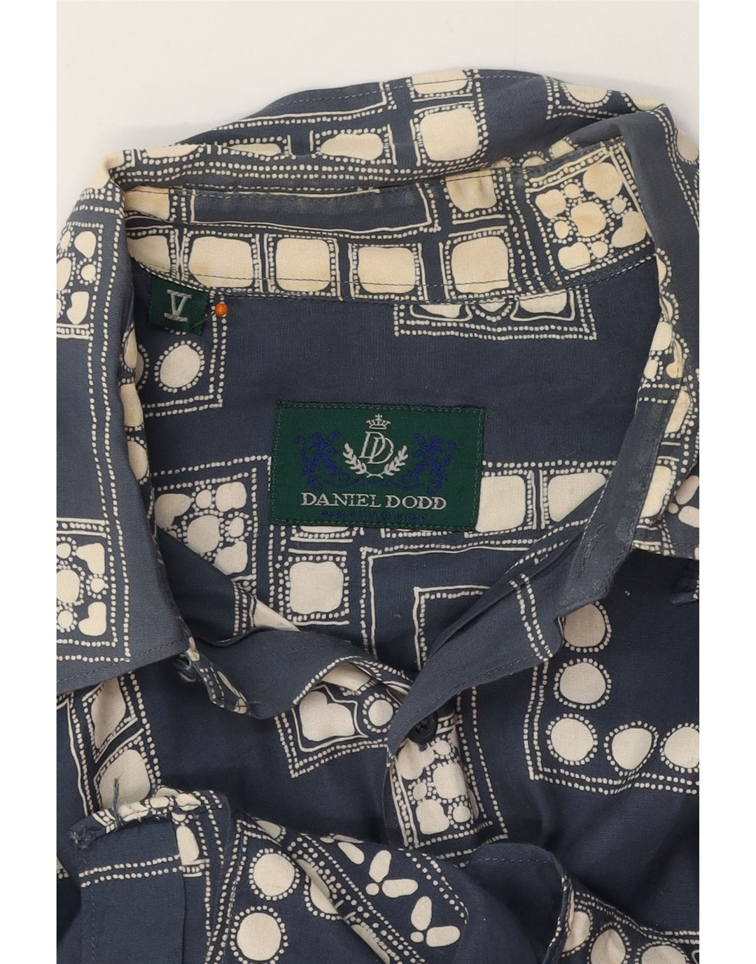 VINTAGE camisa de hombre grande azul marino geométrico