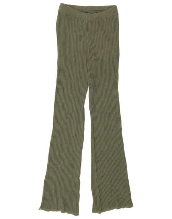 Zara Leggings acampanados de punto para mujer UK 42 Poliéster verde medio