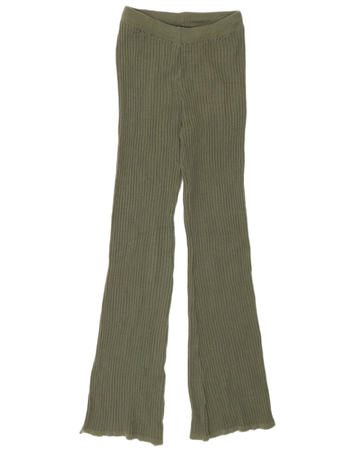Zara Leggings acampanados de punto para mujer UK 42 Poliéster verde medio