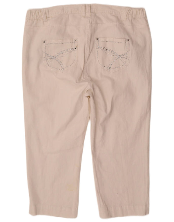 M&Co Vaqueros Capri Rectos de Cintura Alta para Mujer UK 22 3XL W44 L22 Algodón Blanco
