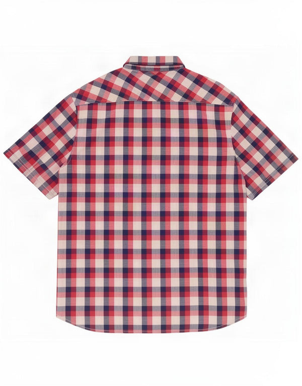 Camisa Joules Hombre Manga Corta Corte Clásico Algodón Vichy Rojo Grande