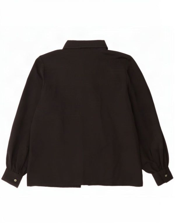 Vintage mujer camisa blusa Reino Unido 16 grande negro