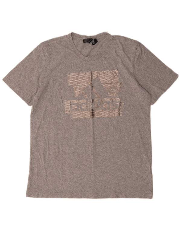 Adidas Hombre Camiseta Gráfica Top XL Gris Algodón
