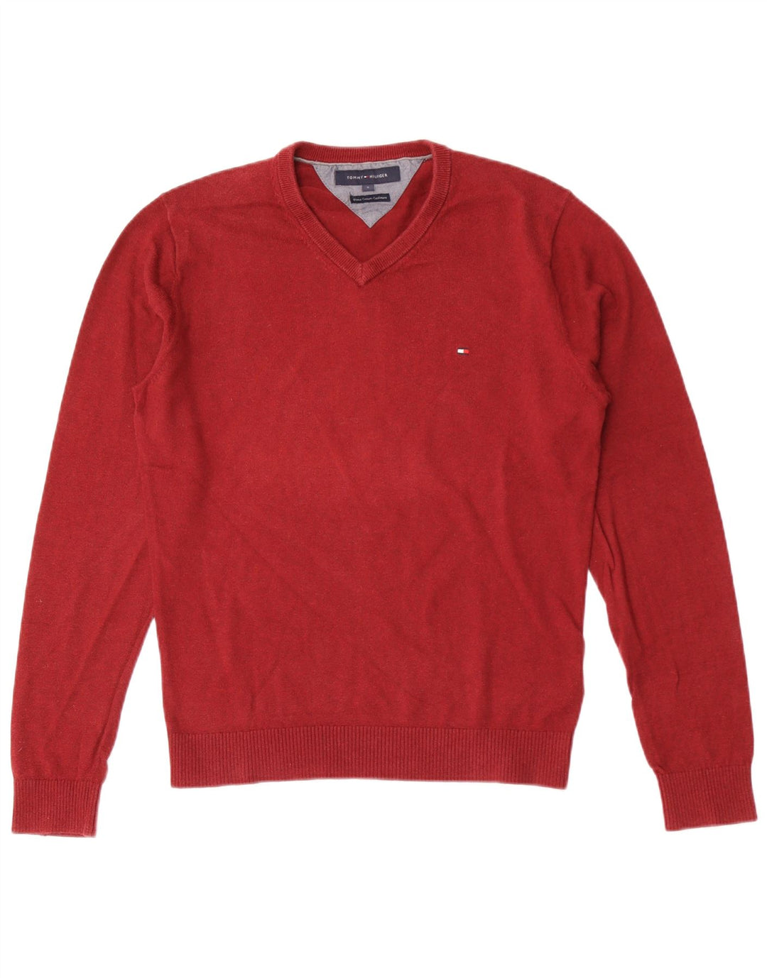 Tommy Hilfiger Jersey con cuello en V para hombre pequeño de algodón rojo