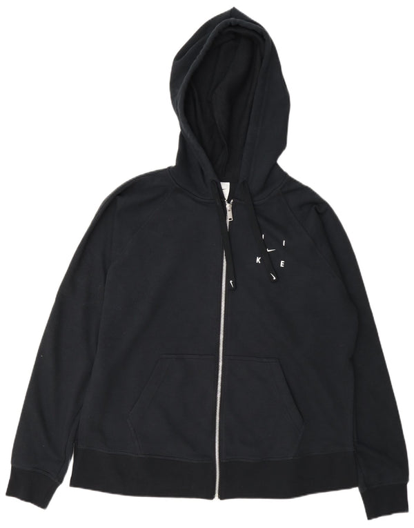 Nike Dri Fit - Sudadera con capucha para mujer, talla extragrande, con cremallera, talla S, color azul marino