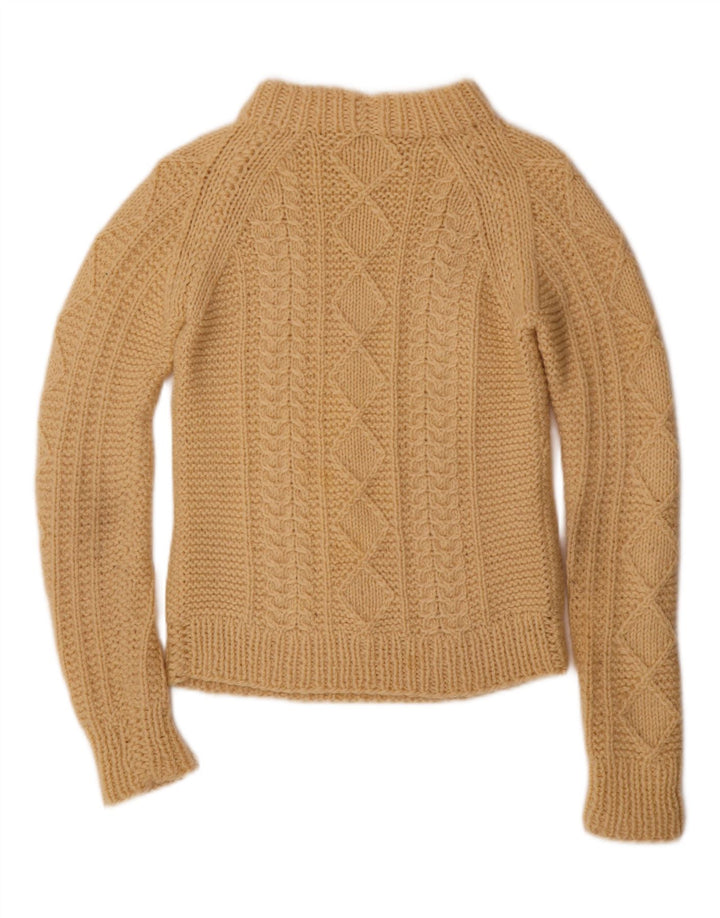 VINTAGE Mujer Cuello Tortuga Jersey Suéter Reino Unido 8 Pequeño Beige