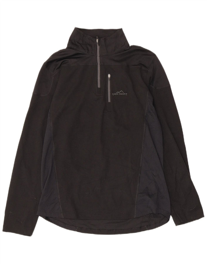EDDIE BAUER Top de chándal con cuello y cremallera para mujer UK 10 Small Black