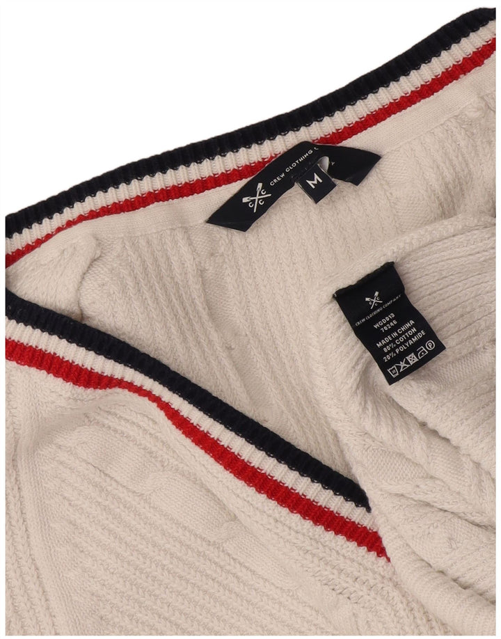 Crew Clothing - Jersey con cuello en V para hombre, algodón blanco medio