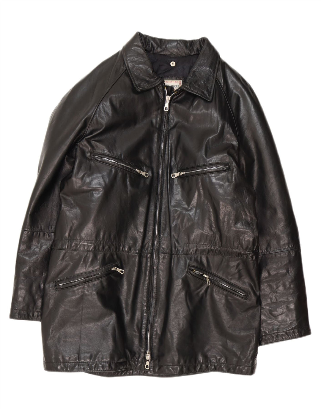 MORE & MORE Abrigo de cuero para hombre UK 40 Large Black Leather
