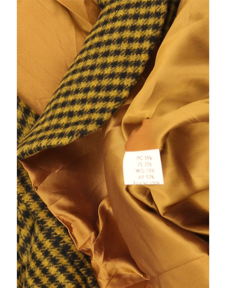 Vintage hombres 2 botones Blazer chaqueta IT 52 XL amarillo comprobar poliéster