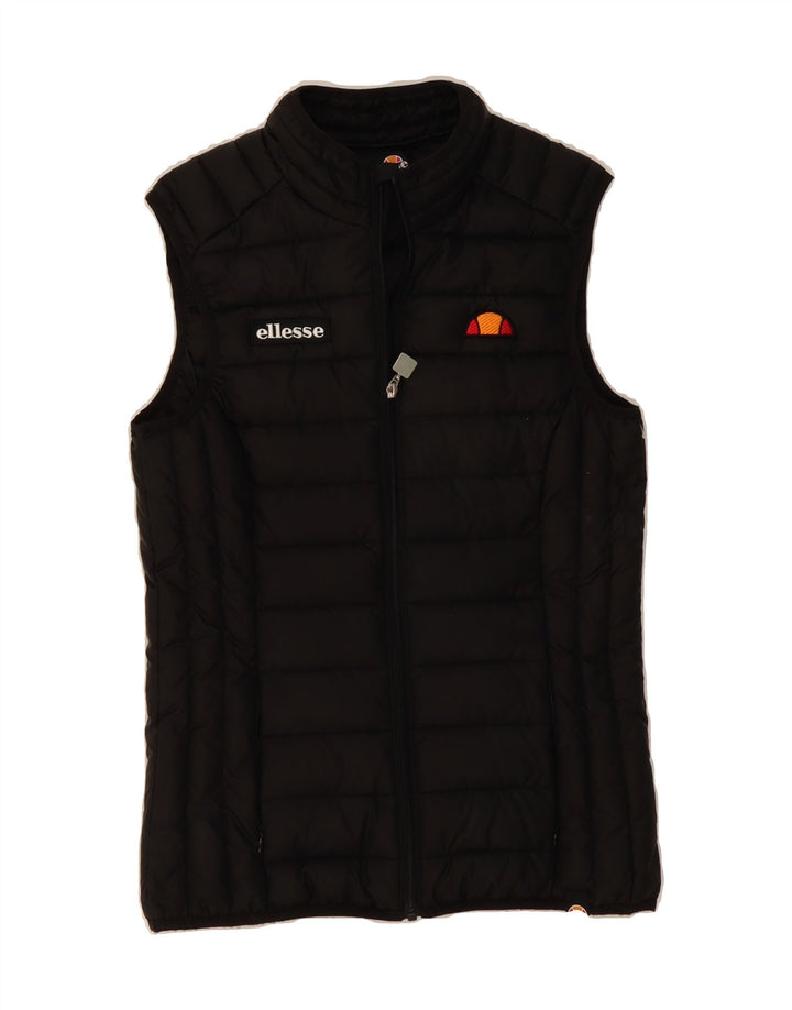 ELLESSE Womens Padded Gilet UK 8 Small Black Polyester Vintage Ellesse and Second-Hand Ellesse from Messina Hembry 
