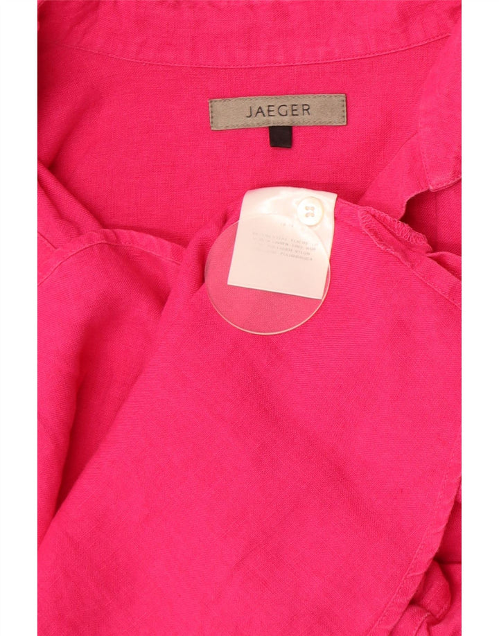JAEGER Camisa de manga 3/4 para mujer UK 44 Lino rosa mediano