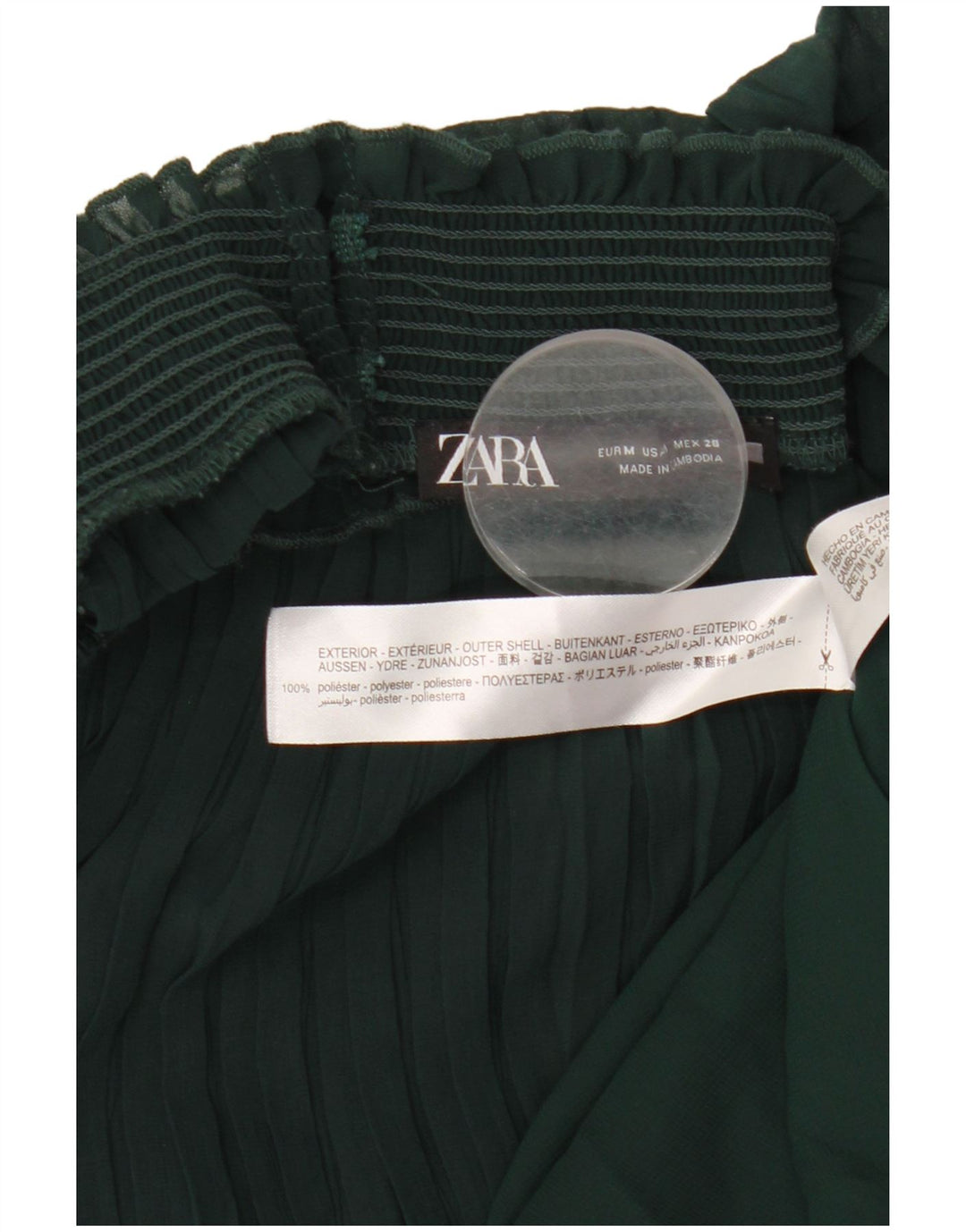 ZARA Vestido largo de manga 3/4 para mujer UK 42 Poliéster verde medio
