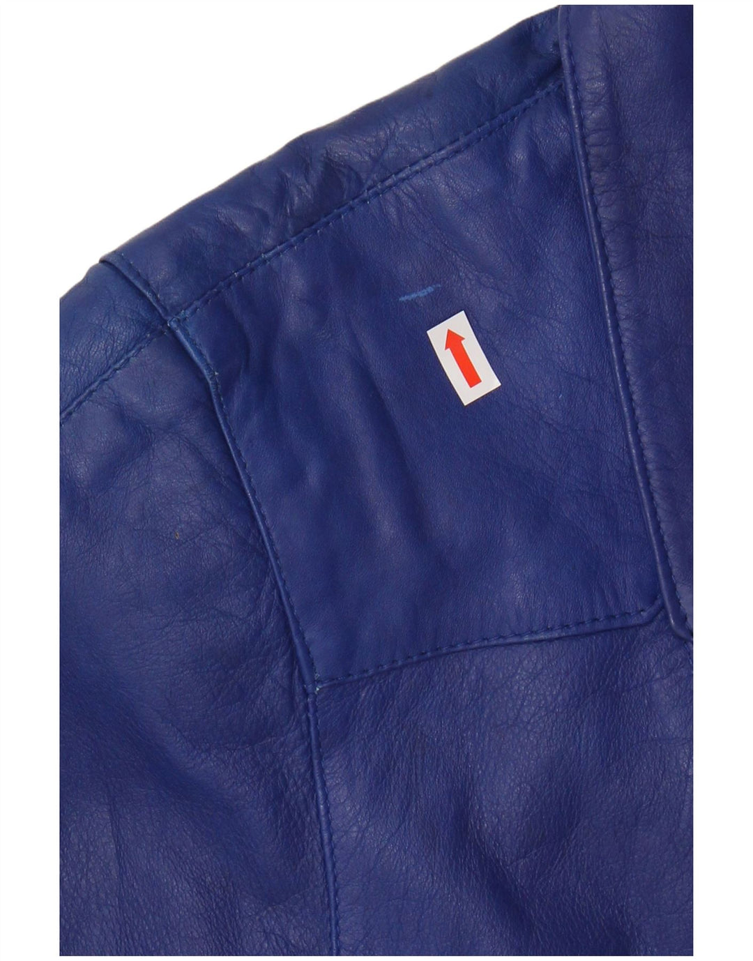 VINTAGE Chaqueta de cuero de gran tamaño para mujer Reino Unido 10 Cuero azul pequeño