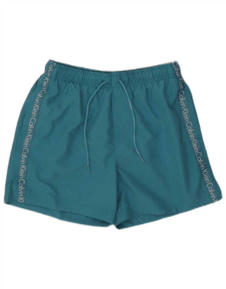Calvin Klein Shorts De Baño Gráfico Para Hombre Poliéster Azul Medio