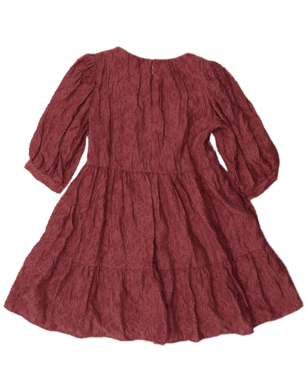 Zara Vestido Acampanado con Manga 3/4 para Mujer UK 6 XS Rosa Floral Viscosa Bohemio