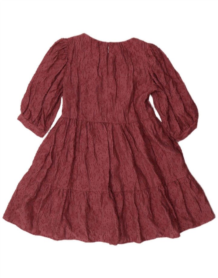 Zara Vestido Acampanado con Manga 3/4 para Mujer UK 6 XS Rosa Floral Viscosa Bohemio